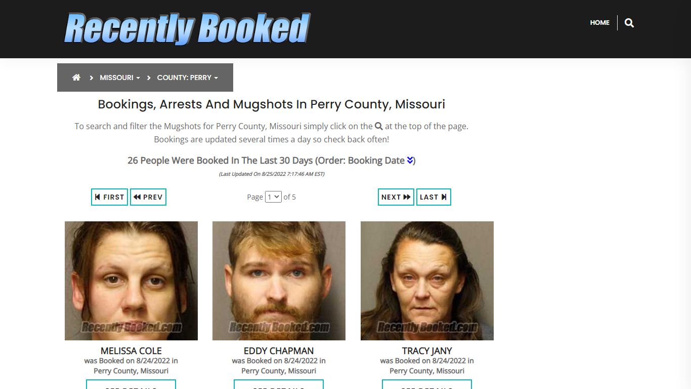 Recent bookings, Arrests, Mugshots in Perry County, Missouri