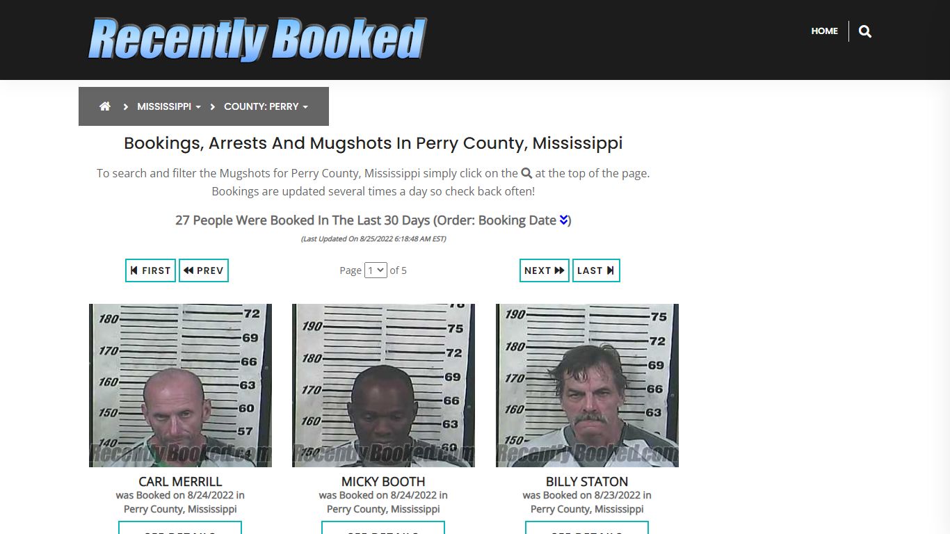 Bookings, Arrests and Mugshots in Perry County, Mississippi